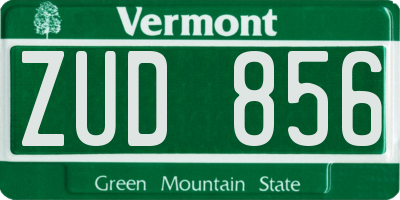 VT license plate ZUD856