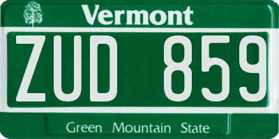 VT license plate ZUD859
