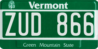 VT license plate ZUD866