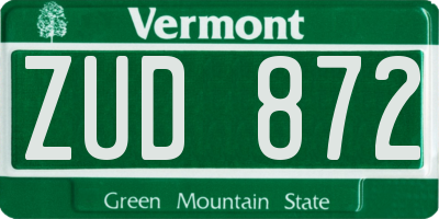 VT license plate ZUD872