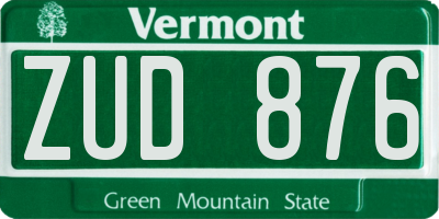 VT license plate ZUD876