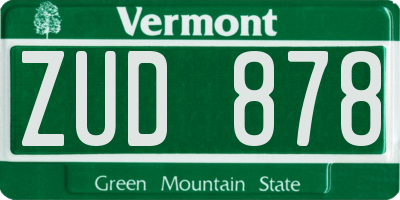 VT license plate ZUD878