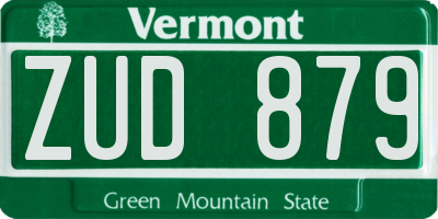 VT license plate ZUD879