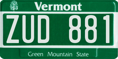 VT license plate ZUD881