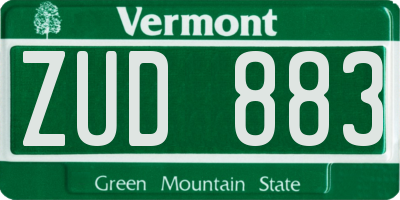 VT license plate ZUD883