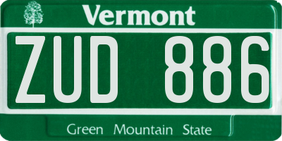 VT license plate ZUD886