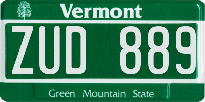 VT license plate ZUD889