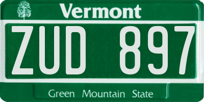 VT license plate ZUD897