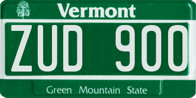 VT license plate ZUD900