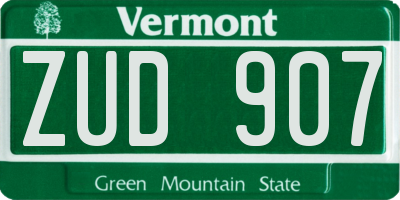 VT license plate ZUD907