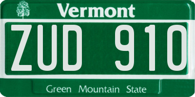 VT license plate ZUD910