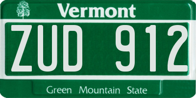 VT license plate ZUD912