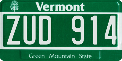 VT license plate ZUD914