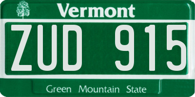 VT license plate ZUD915