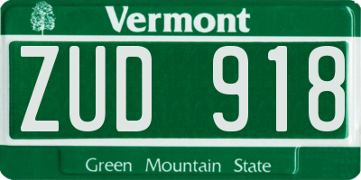 VT license plate ZUD918