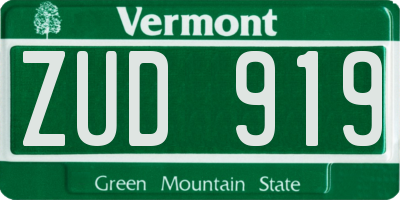 VT license plate ZUD919