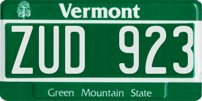 VT license plate ZUD923