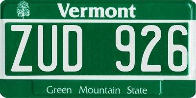 VT license plate ZUD926
