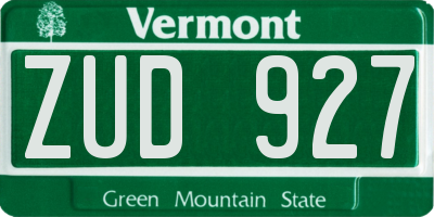 VT license plate ZUD927