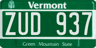 VT license plate ZUD937