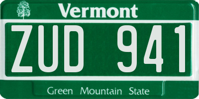 VT license plate ZUD941