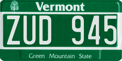 VT license plate ZUD945