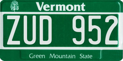 VT license plate ZUD952