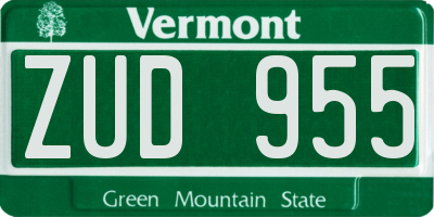 VT license plate ZUD955