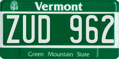 VT license plate ZUD962