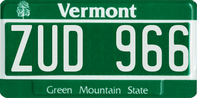VT license plate ZUD966