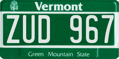 VT license plate ZUD967