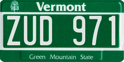VT license plate ZUD971