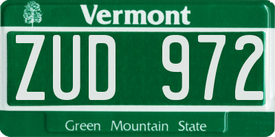 VT license plate ZUD972