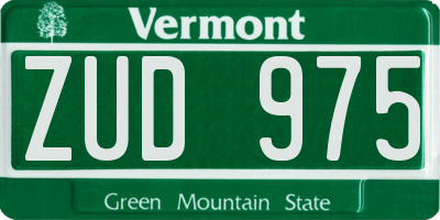 VT license plate ZUD975