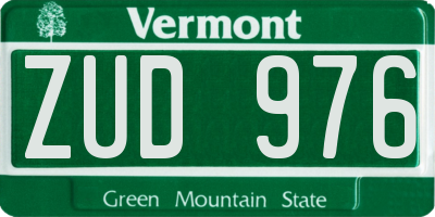 VT license plate ZUD976