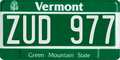 VT license plate ZUD977