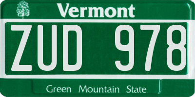 VT license plate ZUD978