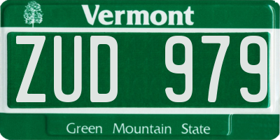 VT license plate ZUD979