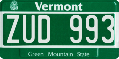 VT license plate ZUD993