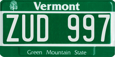 VT license plate ZUD997