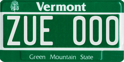 VT license plate ZUE000