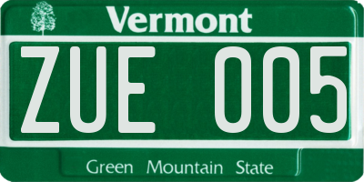 VT license plate ZUE005