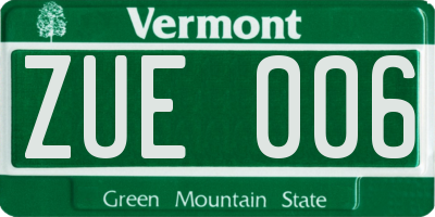 VT license plate ZUE006