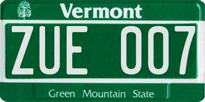 VT license plate ZUE007