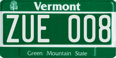 VT license plate ZUE008