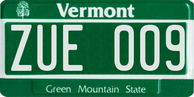 VT license plate ZUE009