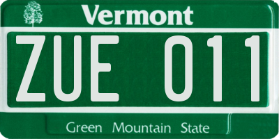 VT license plate ZUE011