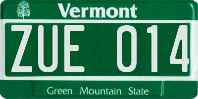 VT license plate ZUE014