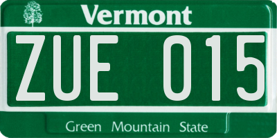 VT license plate ZUE015