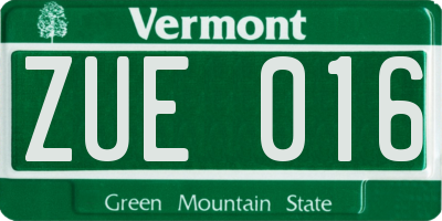 VT license plate ZUE016